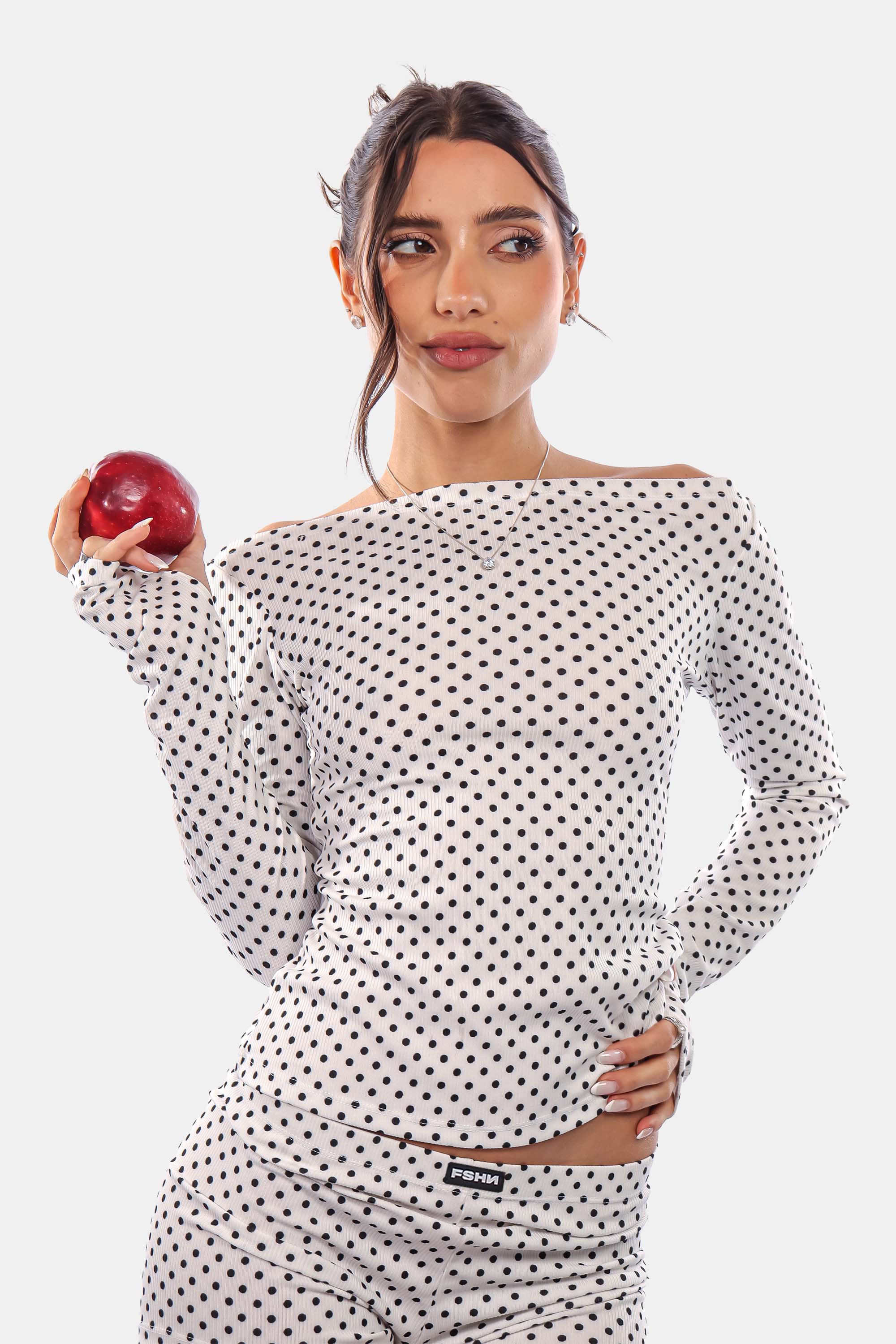 blusa ml rib polka dots estampa